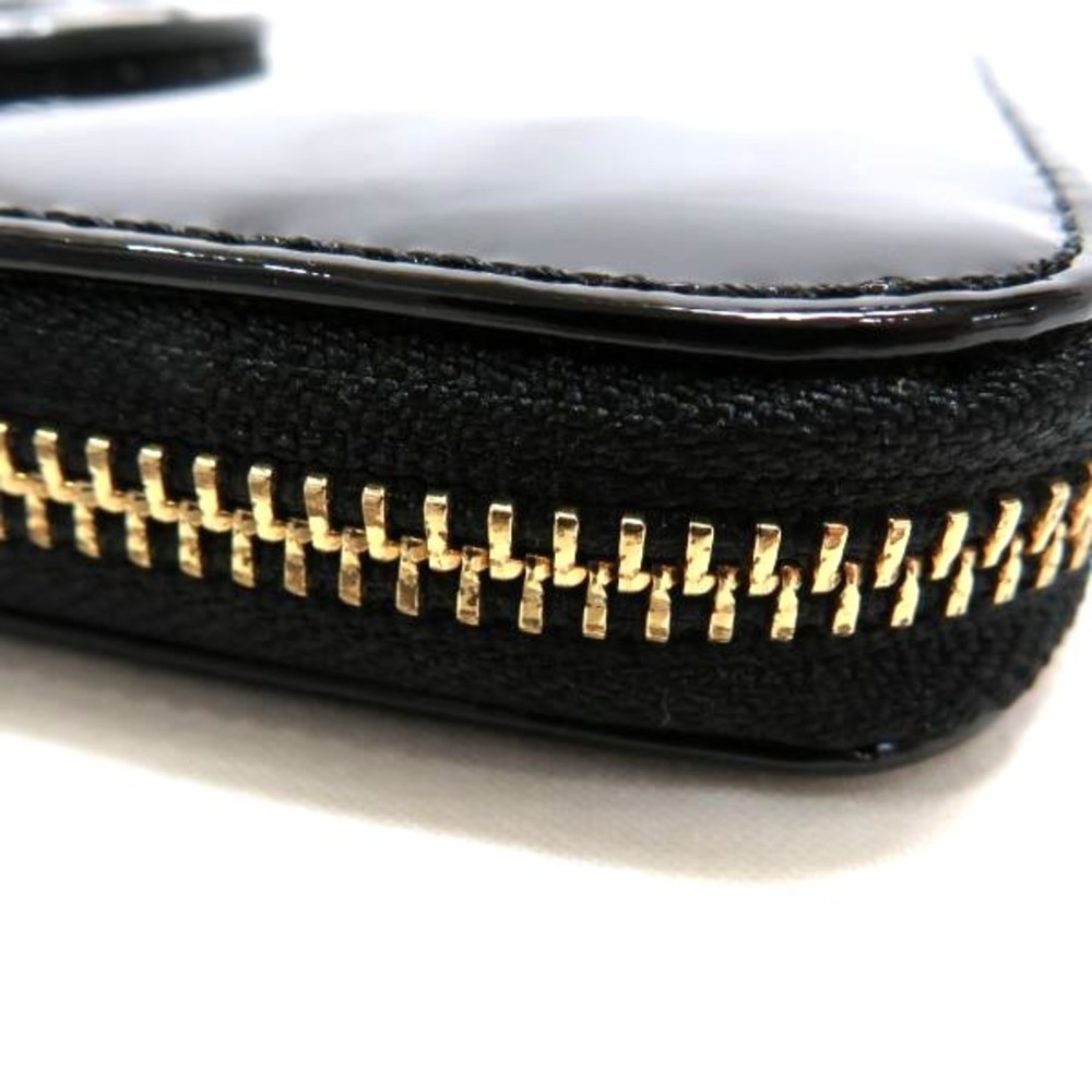TORY BURCH Black Patent Leather Round Zipper Wallet Long Unisex - Picture 7 of 9